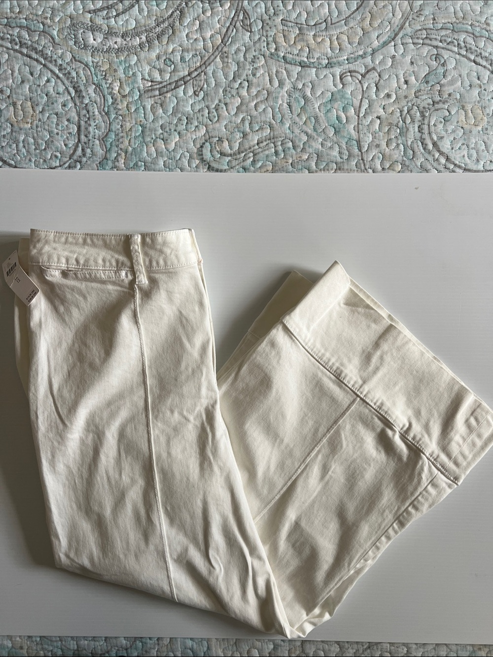 Anthropologie Cream Straight-Leg Pants